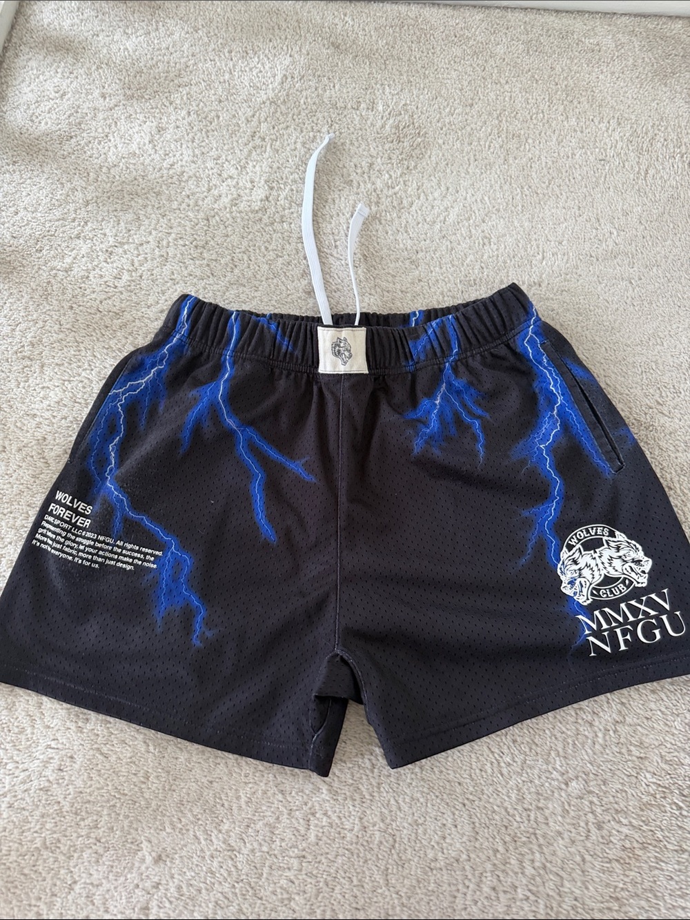 Darc sport, L, Men's Athletic Shorts with Blue Lightning Graphic, wolves
